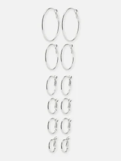 6-Pack Multi Size Hoop Earrings
