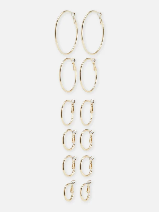 6-Pack Multi Size Hoop Earrings