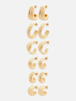 6-Pack Multi Twisted Hoop Earrings
