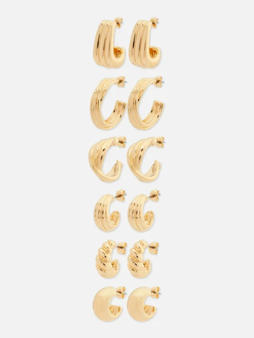 6-Pack Multi Twisted Hoop Earrings
