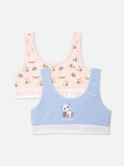 2-Pack Panda Slogan Cropped Vests