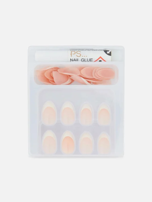36-Pack PS Almond Gloss French Faux Nails