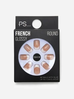 36-Pack PS French Round Faux Nails