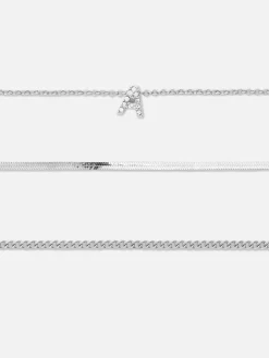 3-Pack Rhinestone Initial Bracelets