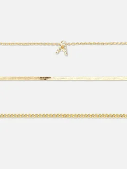 3-Pack Rhinestone Initial Bracelets