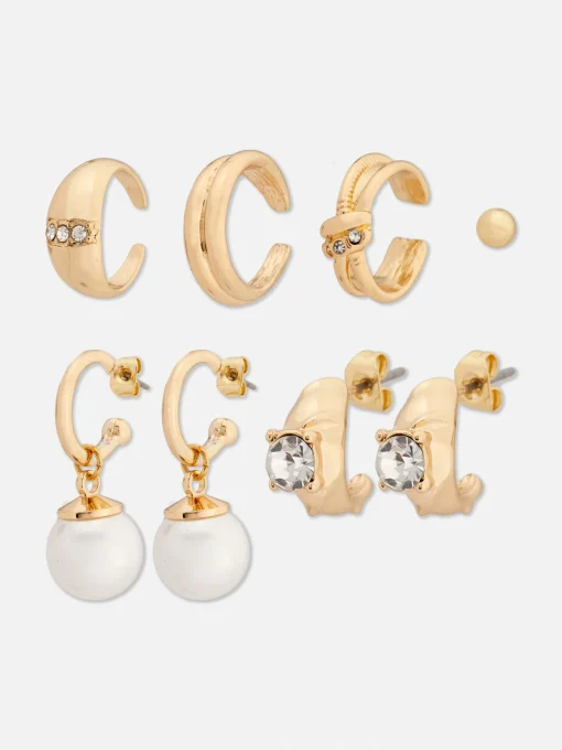 6-Pack Rhinestone Stud And Huggie Earrings