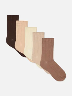 5-Pack Ribbed Crew Socks