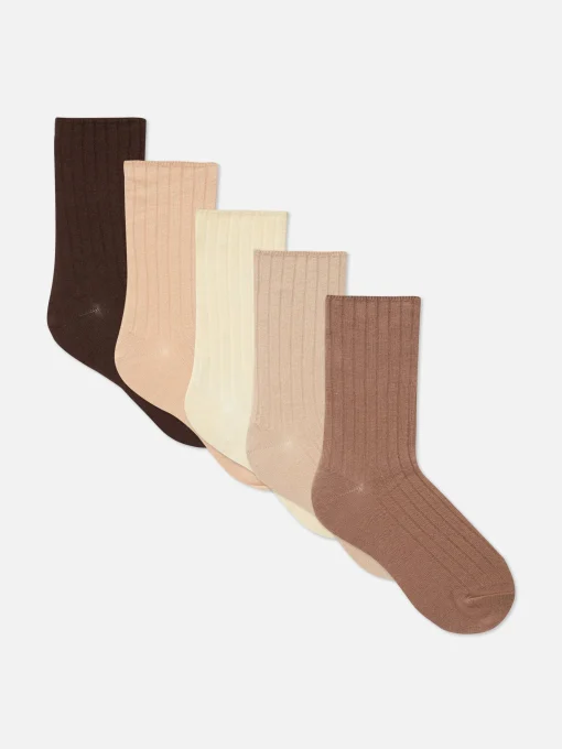 5-Pack Ribbed Crew Socks