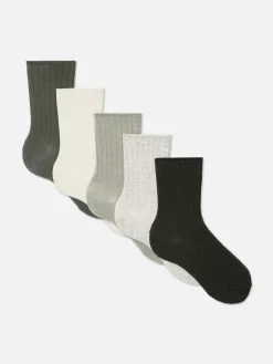 5-Pack Ribbed Crew Socks