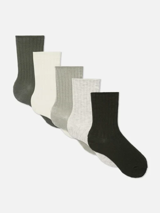 5-Pack Ribbed Crew Socks