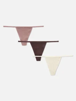 3-Pack Ribbed String Thongs