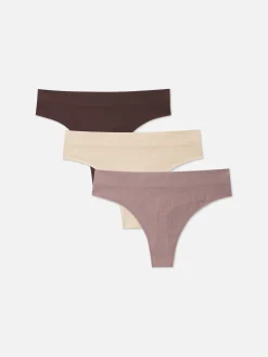 3-Pack Ribbed Thongs