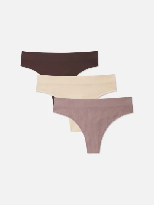 3-Pack Ribbed Thongs