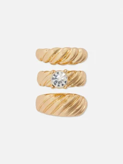 3-Pack Rita Ora Ridged Stacking Rings