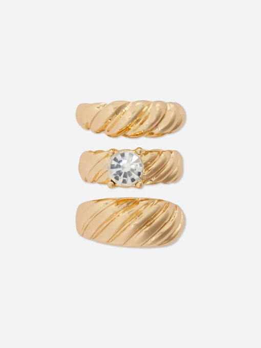 3-Pack Rita Ora Ridged Stacking Rings