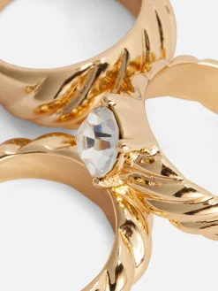 3-Pack Rita Ora Ridged Stacking Rings