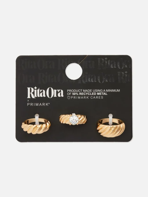 3-Pack Rita Ora Ridged Stacking Rings
