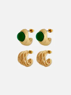2-Pack Rita Ora Textured Hoop Earrings Set