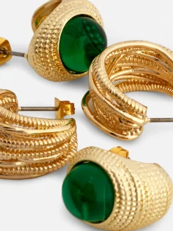 2-Pack Rita Ora Textured Hoop Earrings Set