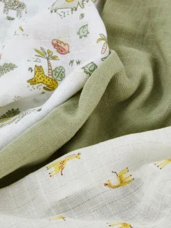 3-Pack Safari Burp Cloths
