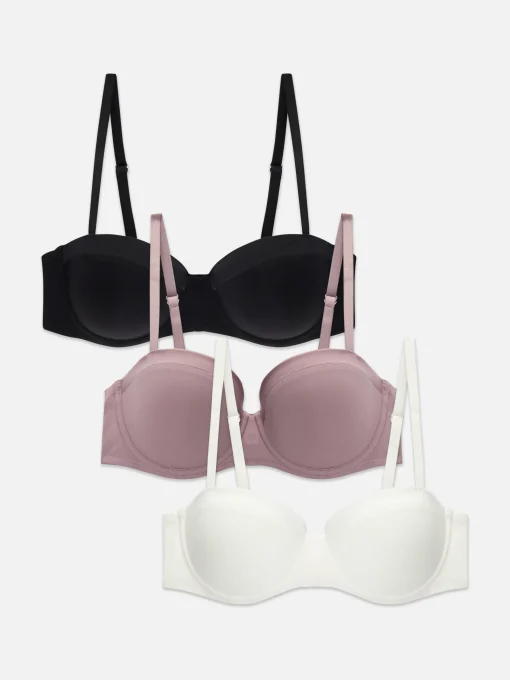3-Pack Satin Trim Balcony Bras