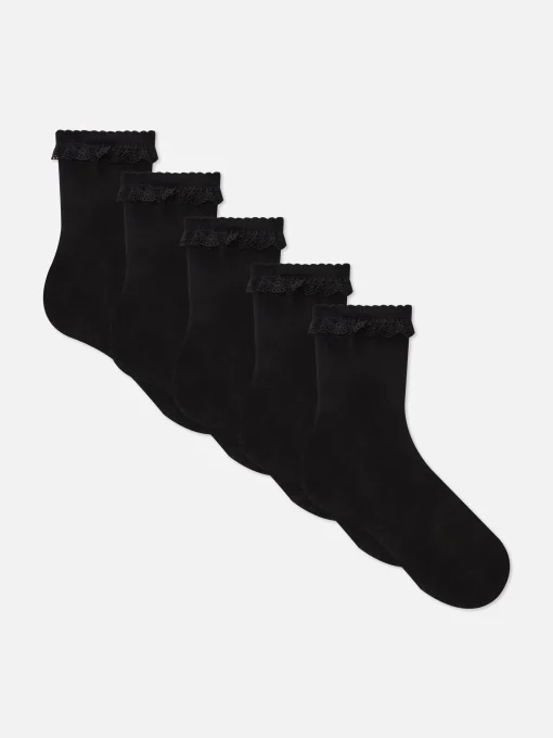 5-Pack Scallop Lace Trim Ankle Socks