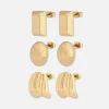 3-Pack Sculptural Stud Earrings