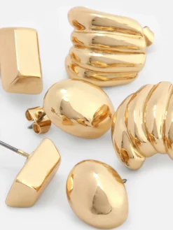 3-Pack Sculptural Stud Earrings