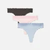 3-Pack Seamless Lettuce Hem Thongs