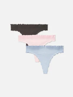 3-Pack Seamless Lettuce Hem Thongs