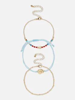 3-Pack Shell Charm Anklets