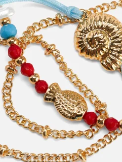 3-Pack Shell Charm Anklets