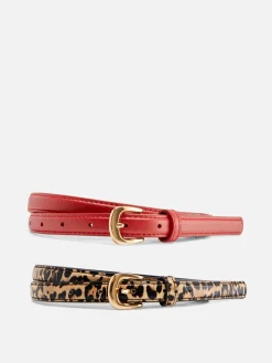 2-Pack Skinny Faux Leather Belts