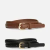 2-Pack Skinny Faux Leather Belts