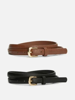 2-Pack Skinny Faux Leather Belts