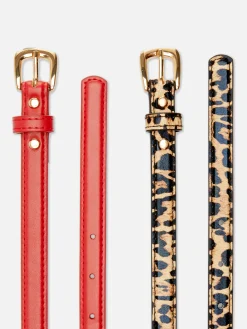 2-Pack Skinny Faux Leather Belts