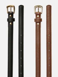 2-Pack Skinny Faux Leather Belts