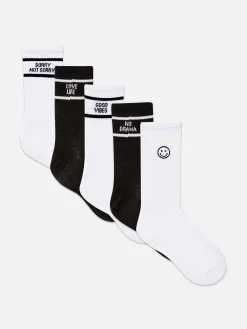 5-Pack Slogan Crew Socks