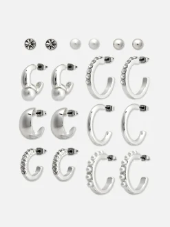 9-Pack Stud And Hoop Earrings