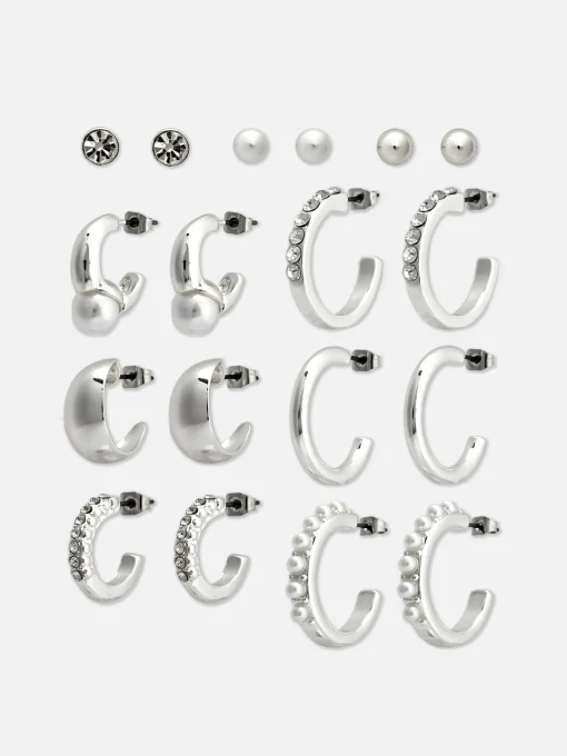 9-Pack Stud And Hoop Earrings