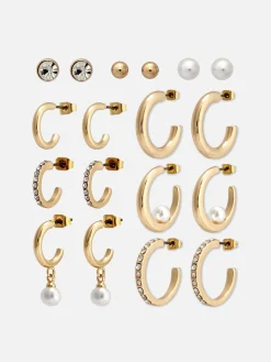 9-Pack Stud And Hoop Earrings