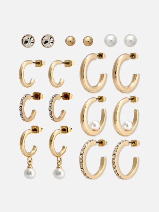 9-Pack Stud And Hoop Earrings