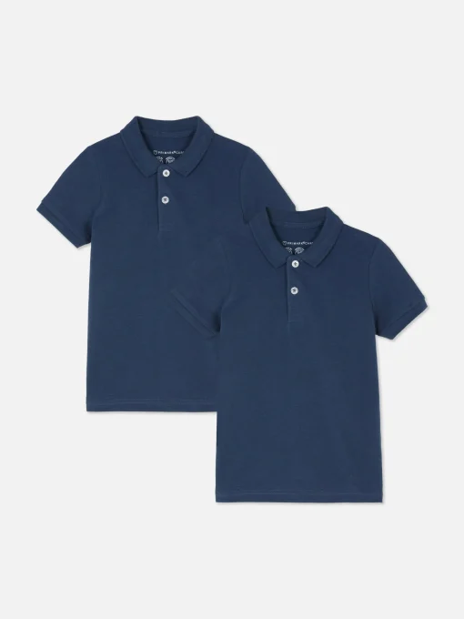 2-Pack Younger Boy School Uniform Polo Shirts