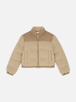 Panelled Borg Puffer Jacket