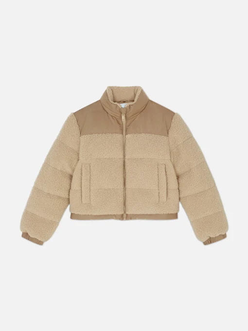 Panelled Borg Puffer Jacket