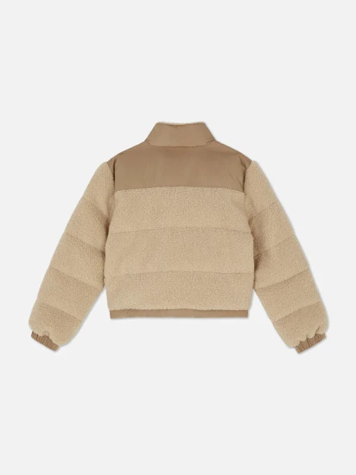 Panelled Borg Puffer Jacket