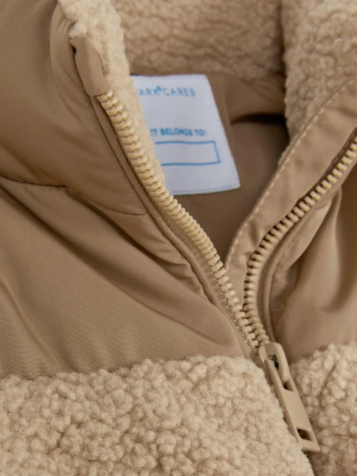 Panelled Borg Puffer Jacket