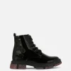 Patent Faux Leather Sparkle Sole Boots