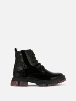 Patent Faux Leather Sparkle Sole Boots