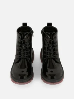 Patent Faux Leather Sparkle Sole Boots